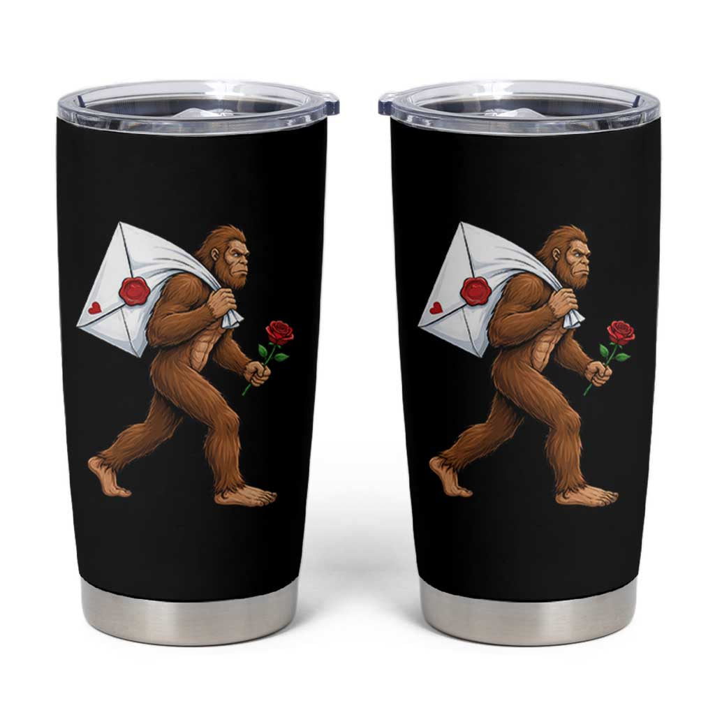 Funny Valentine Bigfoot with Heart Sack Bag Tumbler Cup Romantic Sasquatch Love Letter Valentines Day
