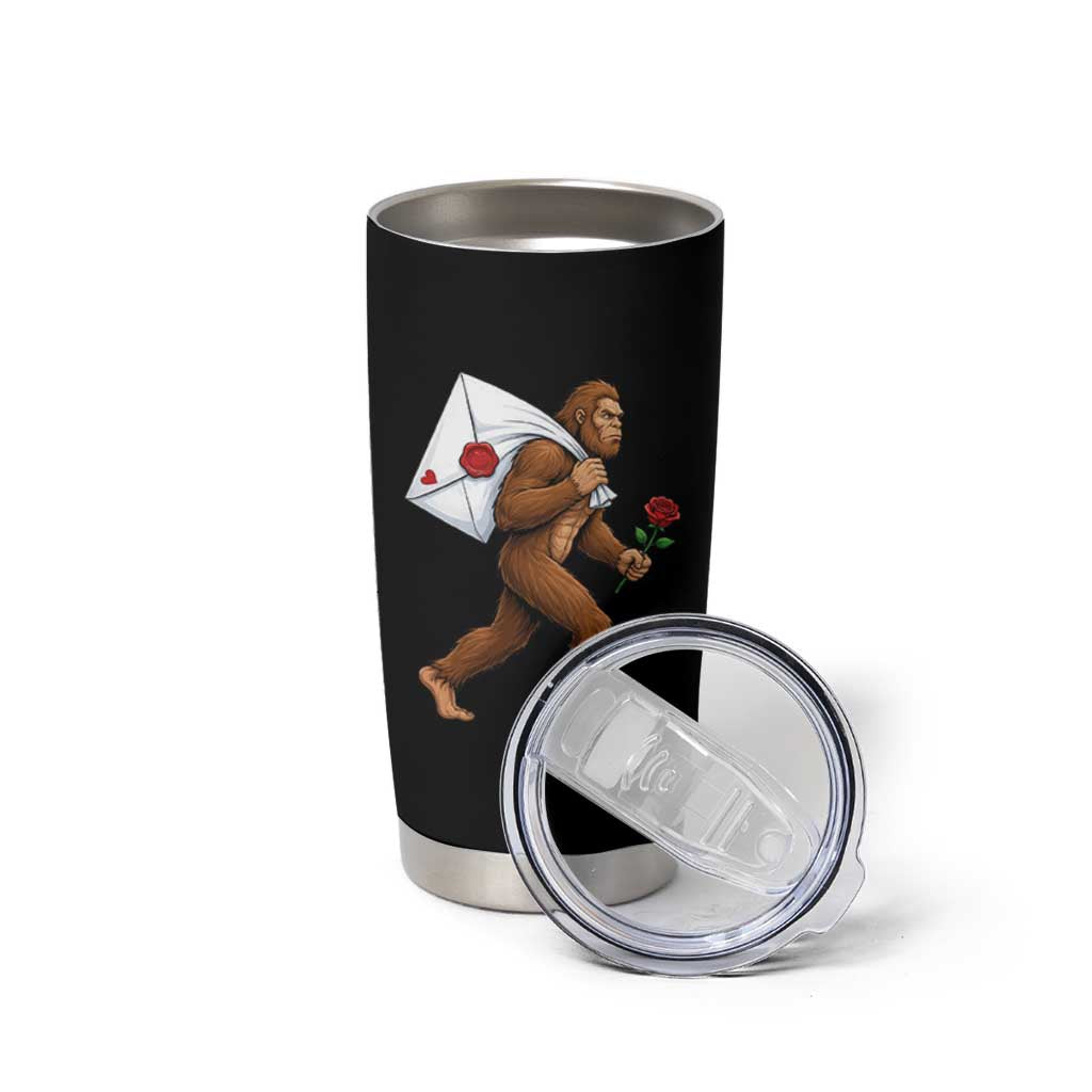 Funny Valentine Bigfoot with Heart Sack Bag Tumbler Cup Romantic Sasquatch Love Letter Valentines Day