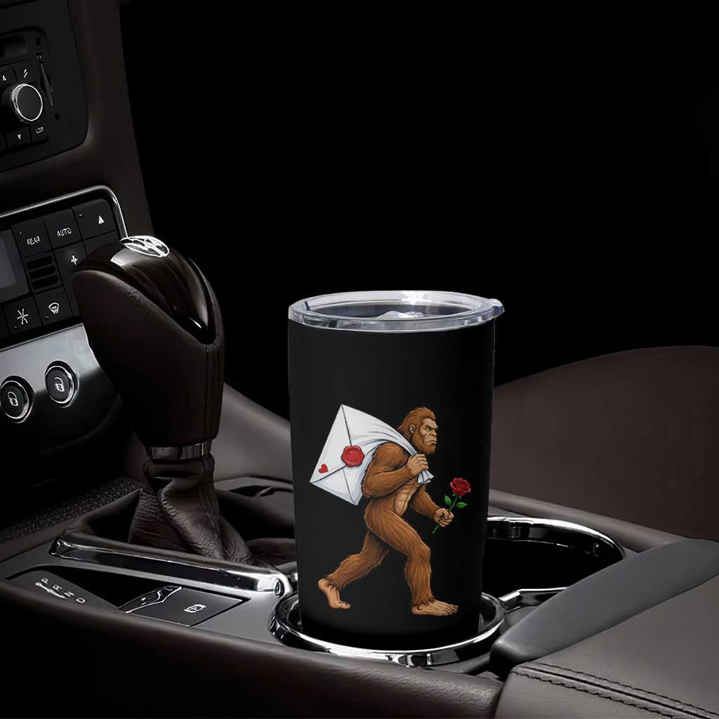 Funny Valentine Bigfoot with Heart Sack Bag Tumbler Cup Romantic Sasquatch Love Letter Valentines Day