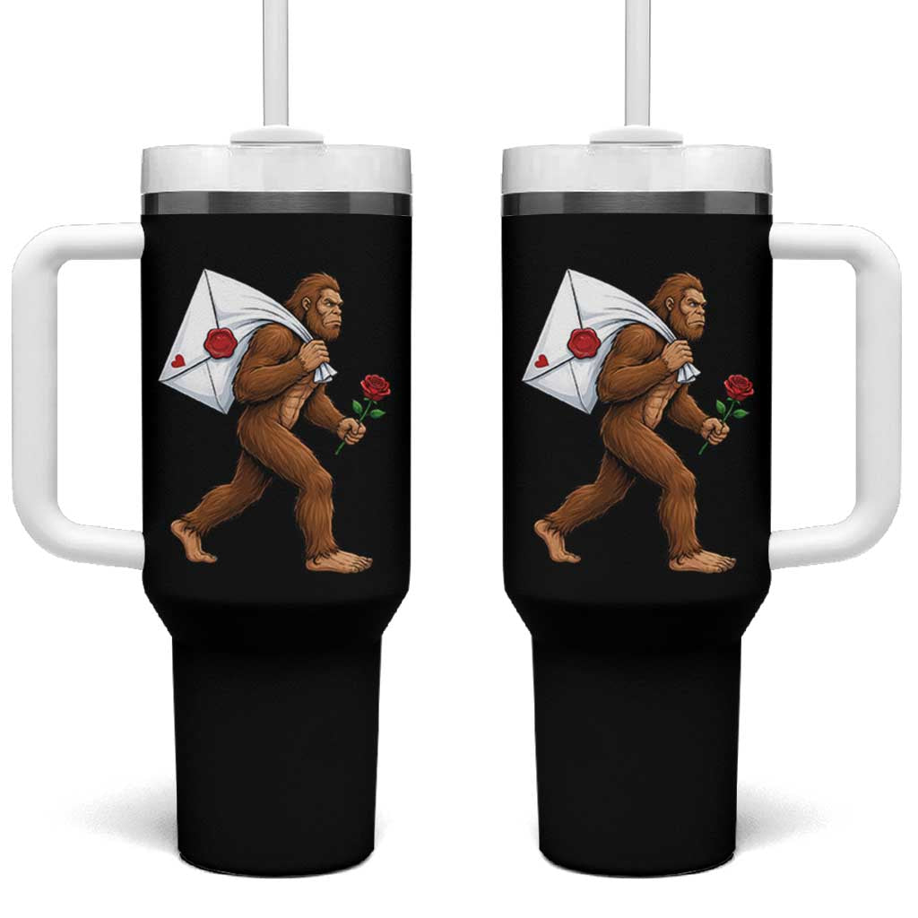 Funny Valentine Bigfoot with Heart Sack Bag Tumbler With Handle Romantic Sasquatch Love Letter Valentines Day