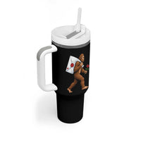 Funny Valentine Bigfoot with Heart Sack Bag Tumbler With Handle Romantic Sasquatch Love Letter Valentines Day