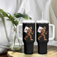 Funny Valentine Bigfoot with Heart Sack Bag Tumbler With Handle Romantic Sasquatch Love Letter Valentines Day