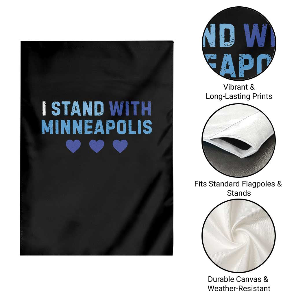I Stand With Minneapolis Garden Flag Blue Heart Solidarity Support Minnesota Strong