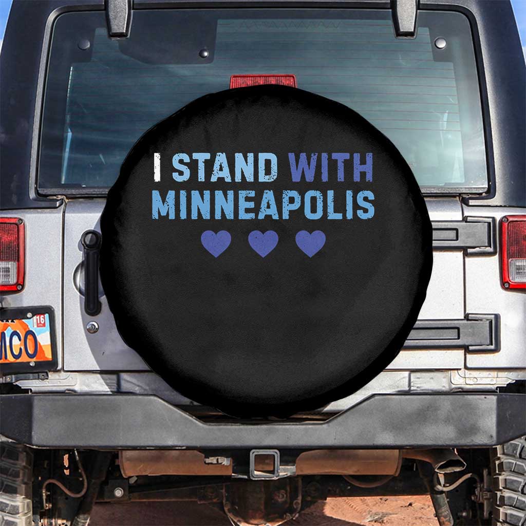 I Stand With Minneapolis Spare Tire Cover Blue Heart Solidarity Support Minnesota Strong