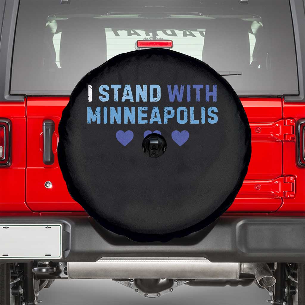 I Stand With Minneapolis Spare Tire Cover Blue Heart Solidarity Support Minnesota Strong