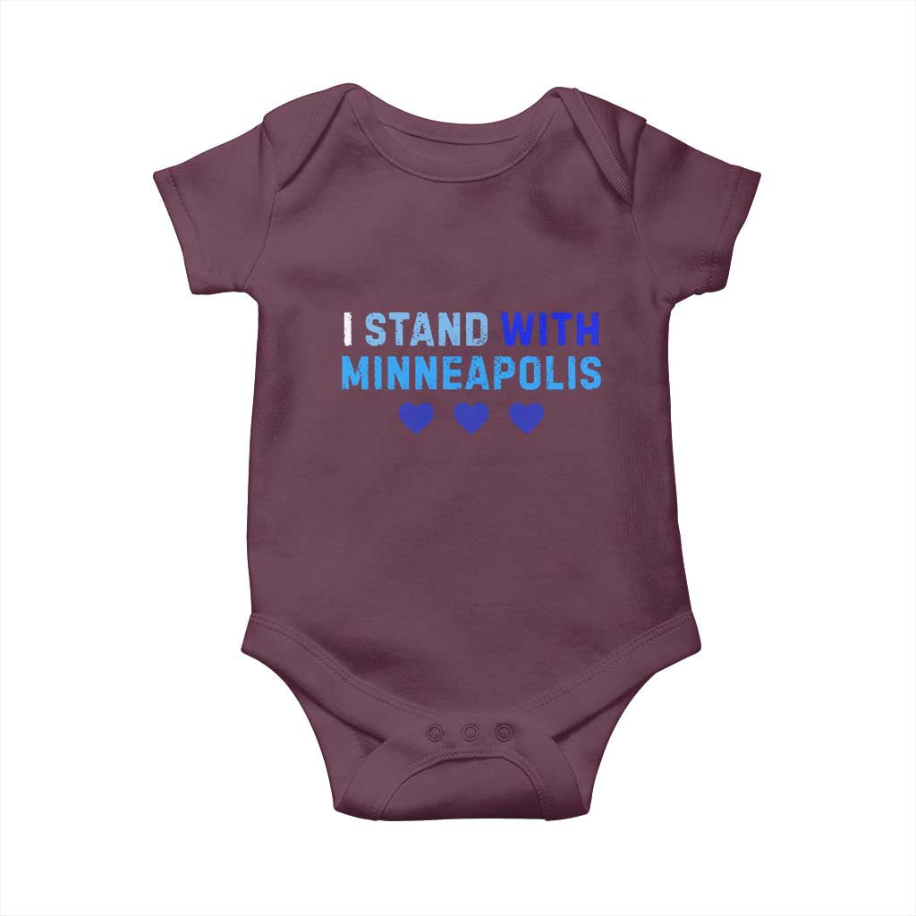 I Stand With Minneapolis Baby Onesie Blue Heart Solidarity Support Minnesota Strong