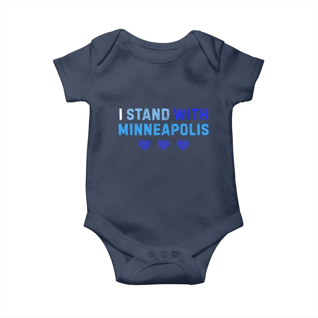 I Stand With Minneapolis Baby Onesie Blue Heart Solidarity Support Minnesota Strong