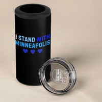 I Stand With Minneapolis 4 in 1 Can Cooler Tumbler Blue Heart Solidarity Support Minnesota Strong
