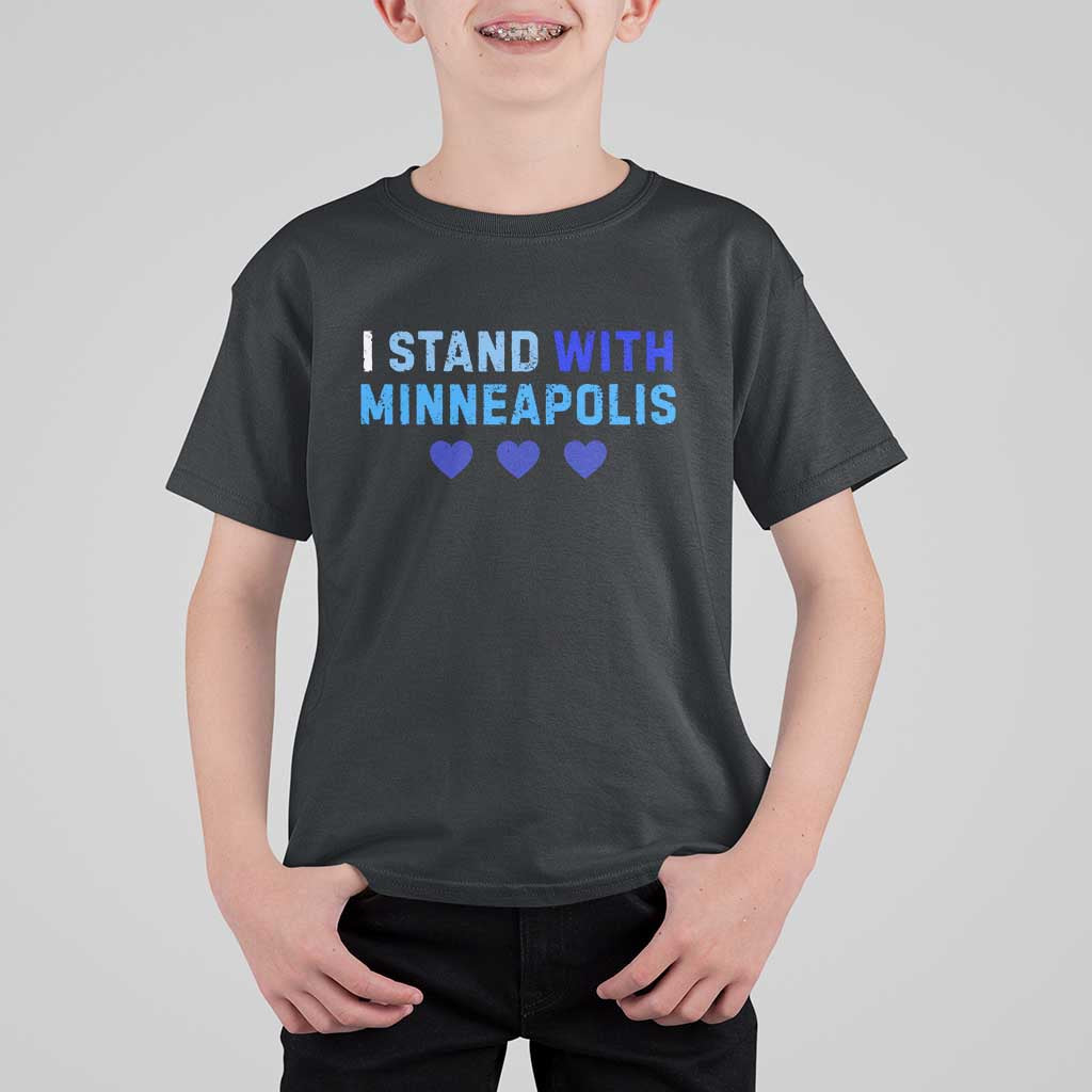 I Stand With Minneapolis T Shirt For Kid Blue Heart Solidarity Support Minnesota Strong