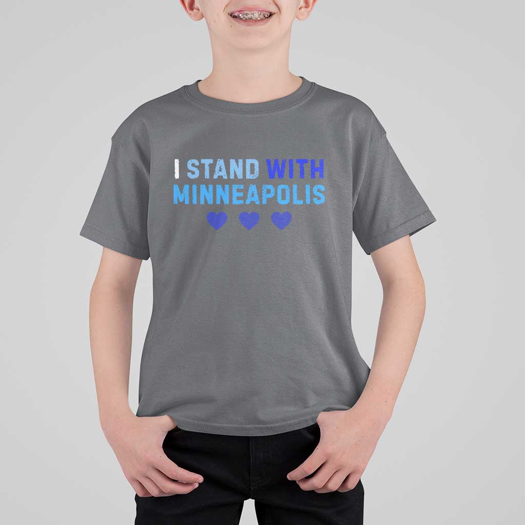 I Stand With Minneapolis T Shirt For Kid Blue Heart Solidarity Support Minnesota Strong