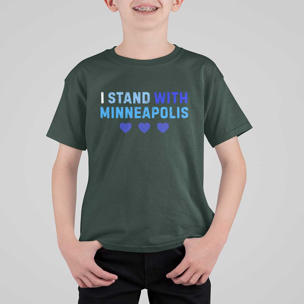 I Stand With Minneapolis T Shirt For Kid Blue Heart Solidarity Support Minnesota Strong