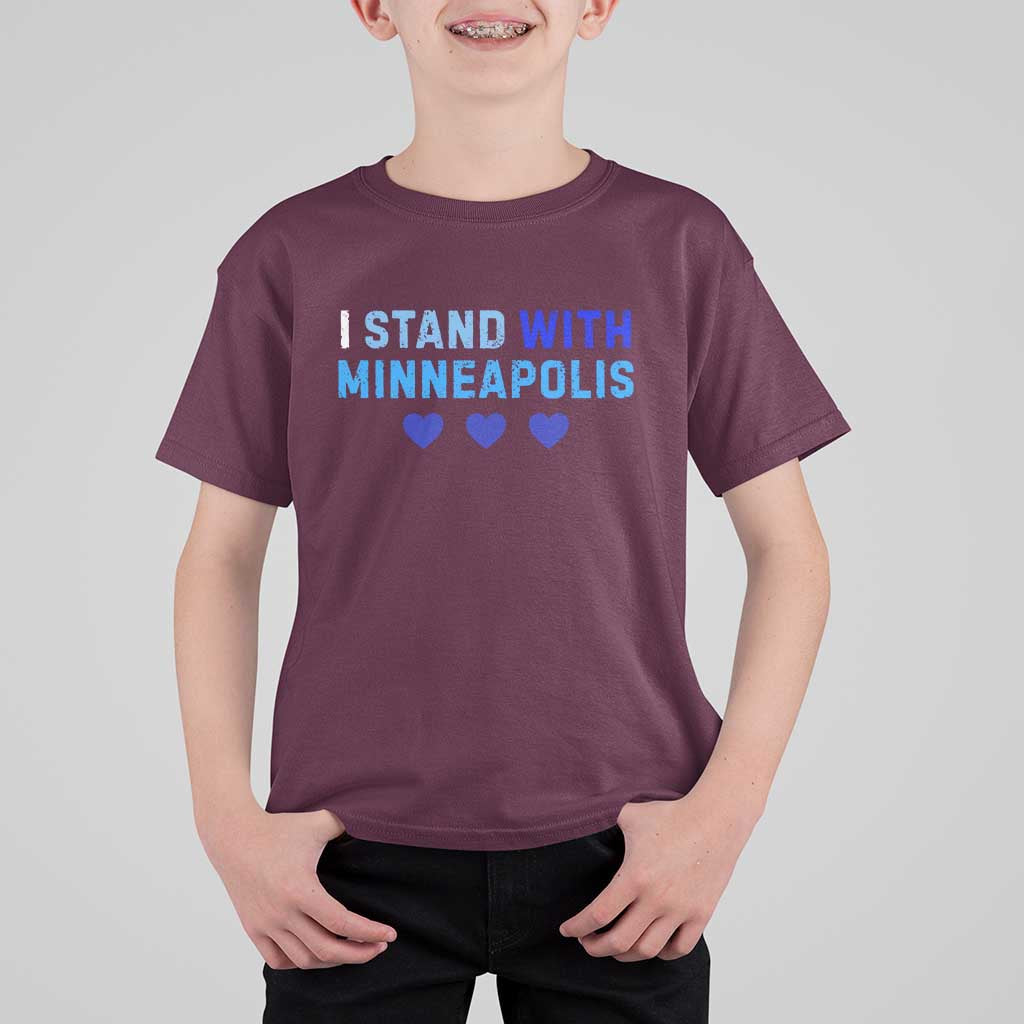 I Stand With Minneapolis T Shirt For Kid Blue Heart Solidarity Support Minnesota Strong