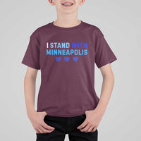 I Stand With Minneapolis T Shirt For Kid Blue Heart Solidarity Support Minnesota Strong