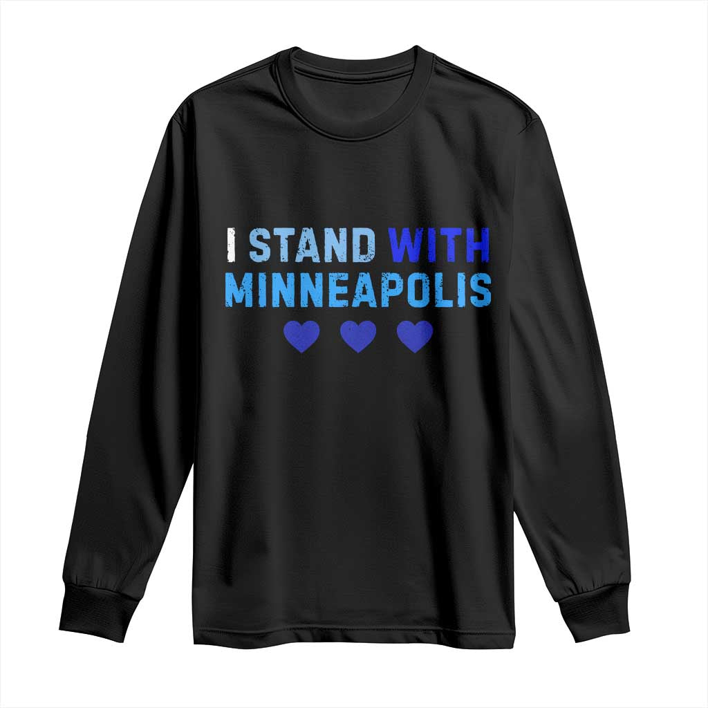I Stand With Minneapolis Long Sleeve Shirt Blue Heart Solidarity Support Minnesota Strong