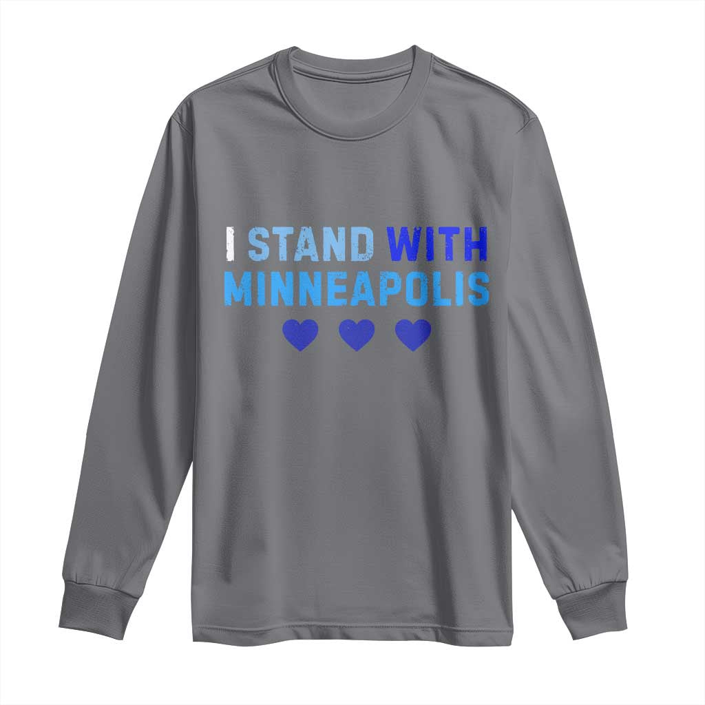 I Stand With Minneapolis Long Sleeve Shirt Blue Heart Solidarity Support Minnesota Strong