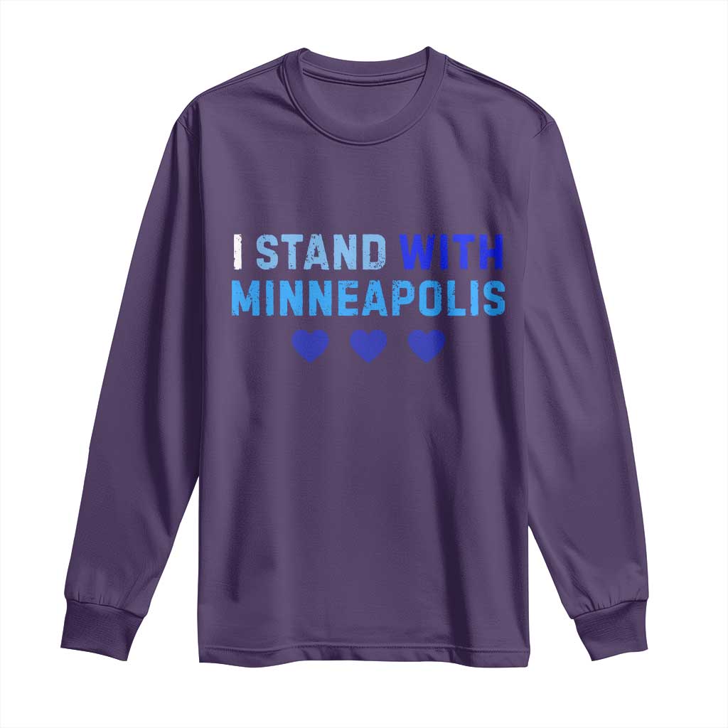 I Stand With Minneapolis Long Sleeve Shirt Blue Heart Solidarity Support Minnesota Strong