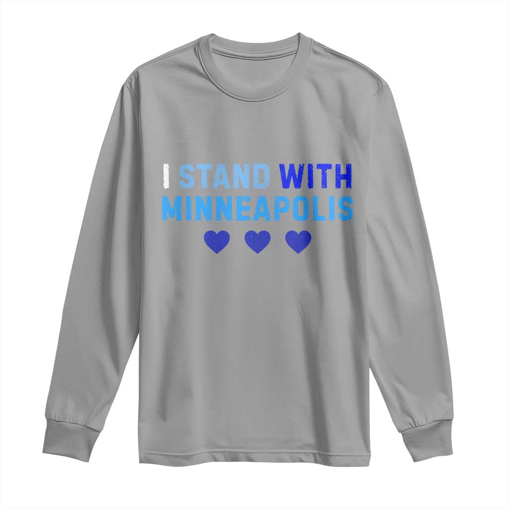 I Stand With Minneapolis Long Sleeve Shirt Blue Heart Solidarity Support Minnesota Strong
