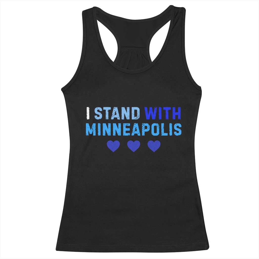 I Stand With Minneapolis Racerback Tank Top Blue Heart Solidarity Support Minnesota Strong