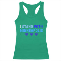 I Stand With Minneapolis Racerback Tank Top Blue Heart Solidarity Support Minnesota Strong