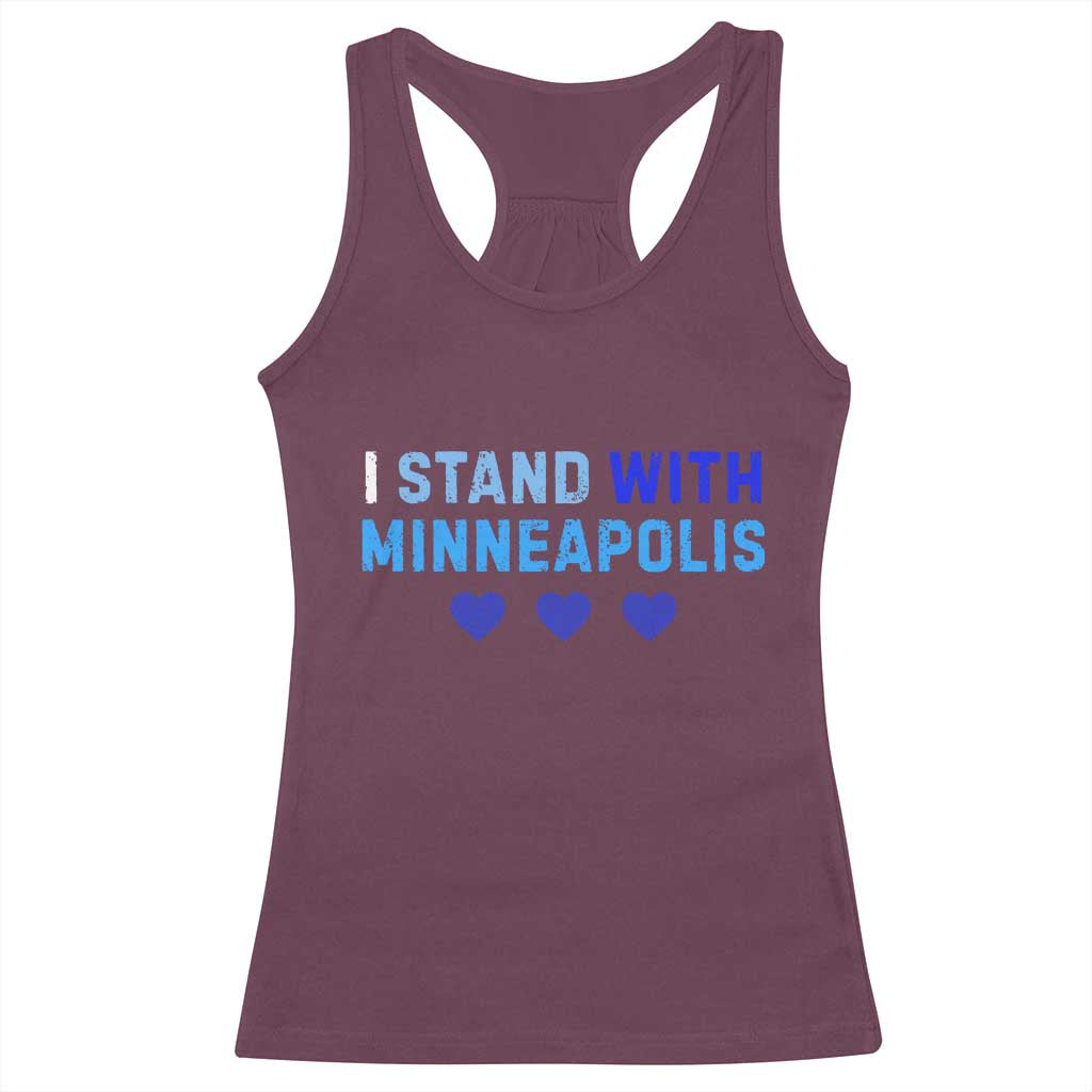 I Stand With Minneapolis Racerback Tank Top Blue Heart Solidarity Support Minnesota Strong