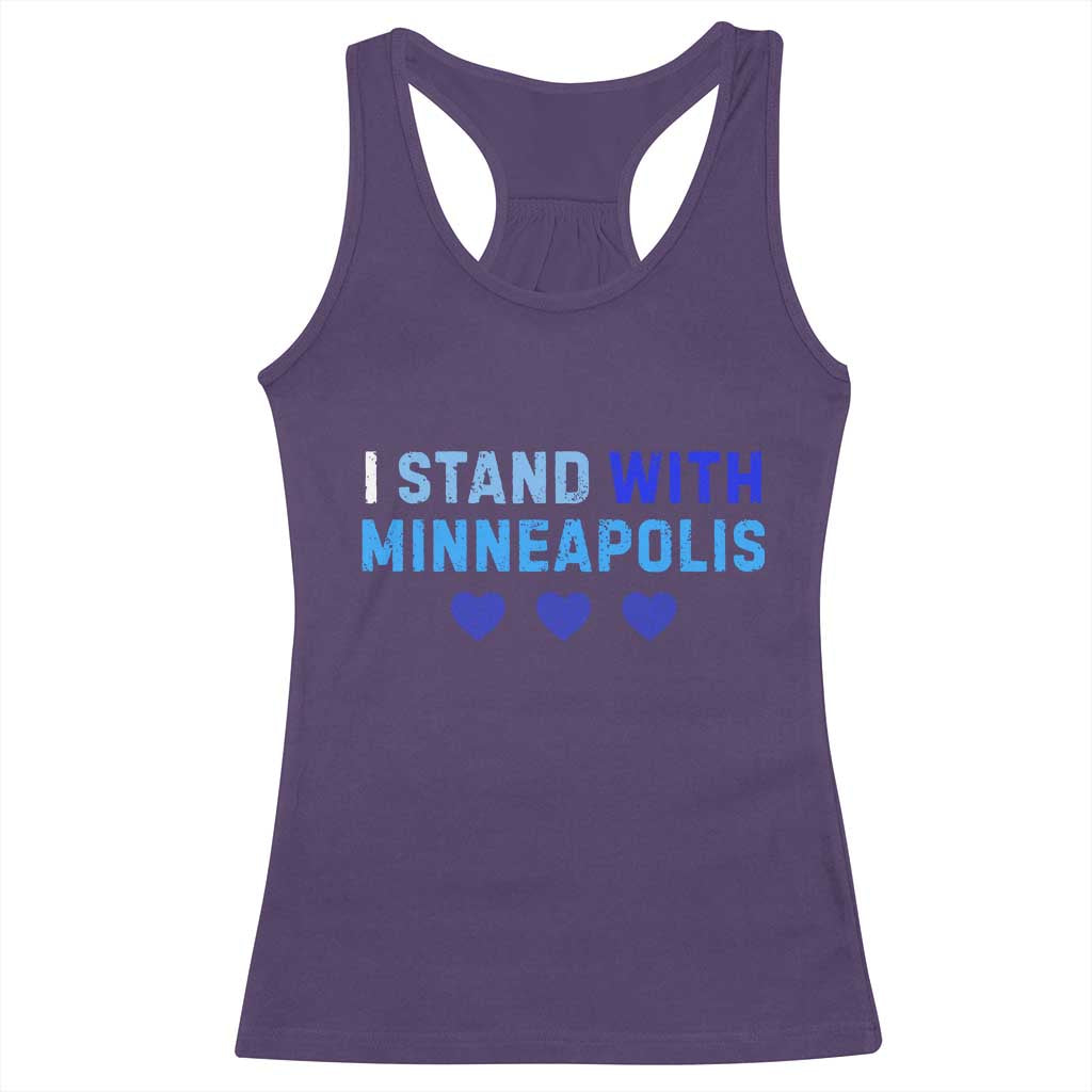 I Stand With Minneapolis Racerback Tank Top Blue Heart Solidarity Support Minnesota Strong