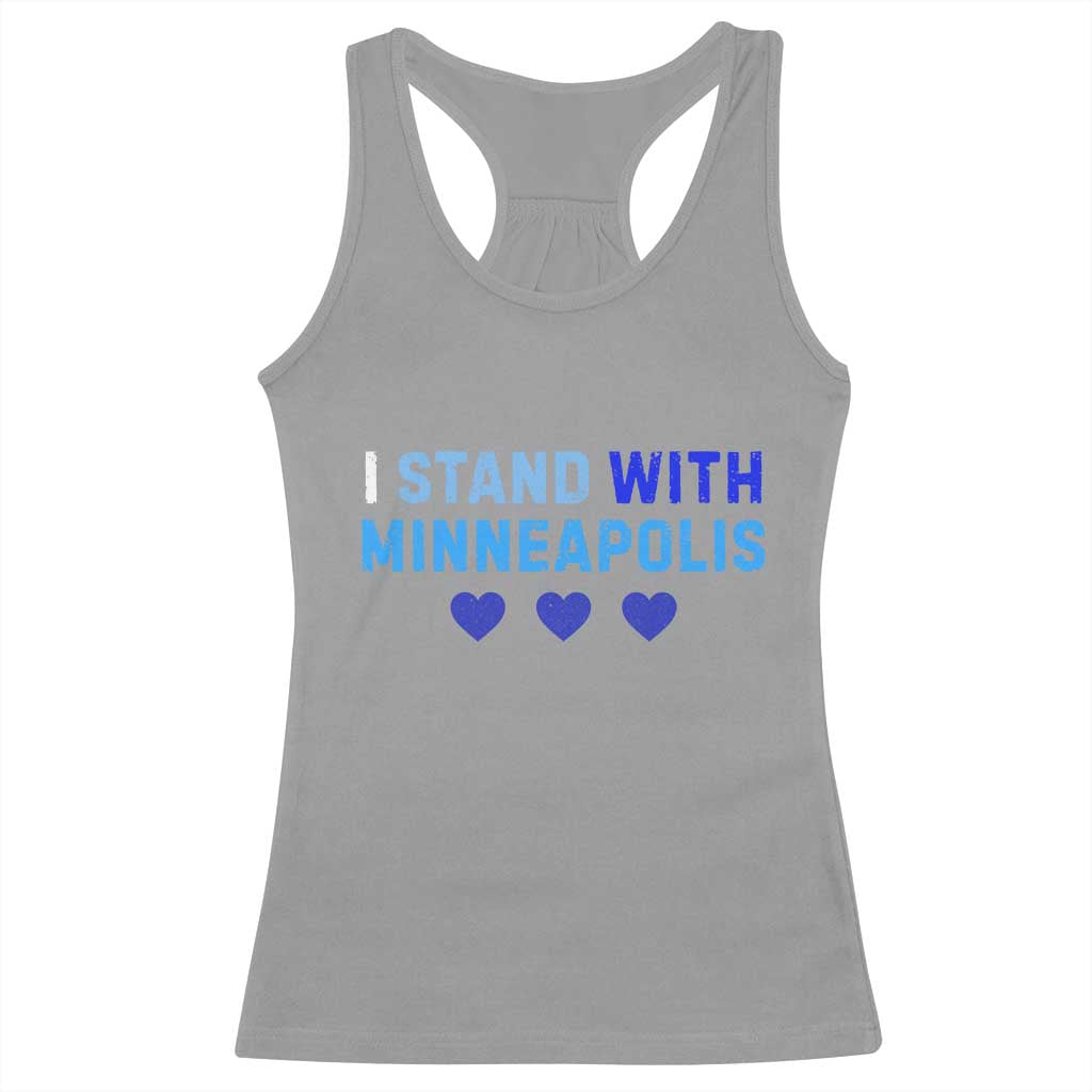 I Stand With Minneapolis Racerback Tank Top Blue Heart Solidarity Support Minnesota Strong