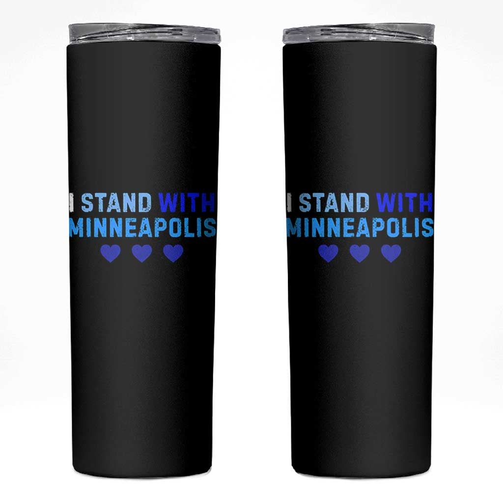 I Stand With Minneapolis Skinny Tumbler Blue Heart Solidarity Support Minnesota Strong