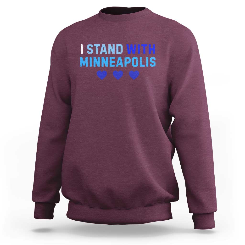 I Stand With Minneapolis Sweatshirt Blue Heart Solidarity Support Minnesota Strong