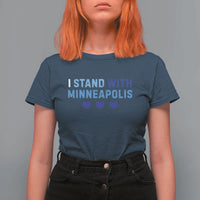 I Stand With Minneapolis T Shirt For Women Blue Heart Solidarity Support Minnesota Strong