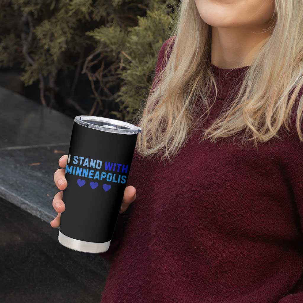 I Stand With Minneapolis Tumbler Cup Blue Heart Solidarity Support Minnesota Strong