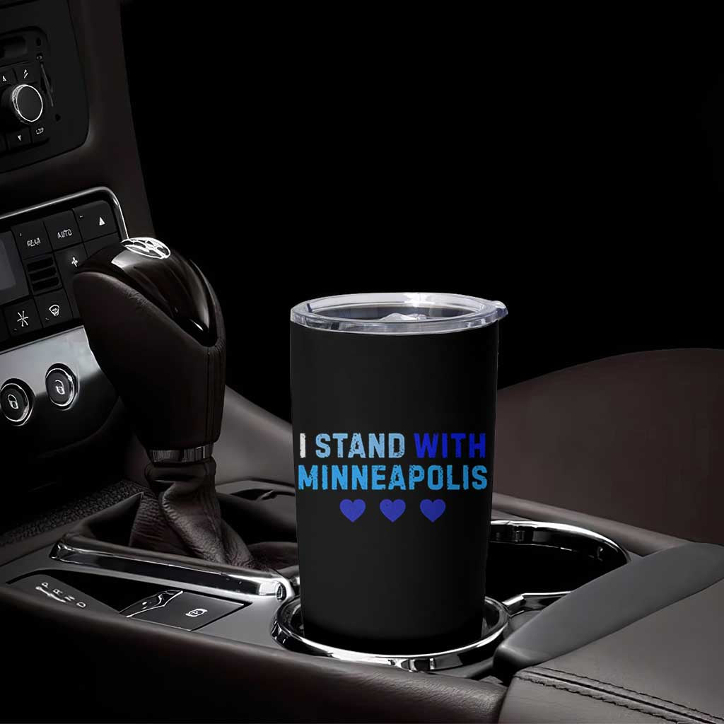 I Stand With Minneapolis Tumbler Cup Blue Heart Solidarity Support Minnesota Strong