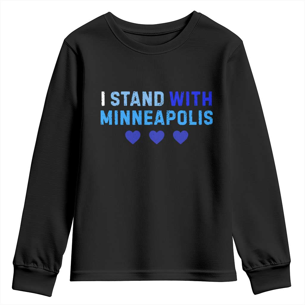 I Stand With Minneapolis Youth Sweatshirt Blue Heart Solidarity Support Minnesota Strong