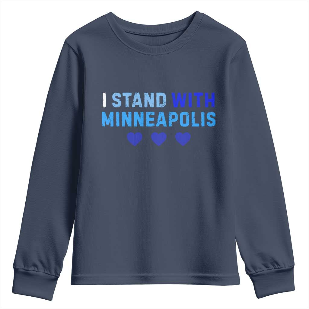 I Stand With Minneapolis Youth Sweatshirt Blue Heart Solidarity Support Minnesota Strong