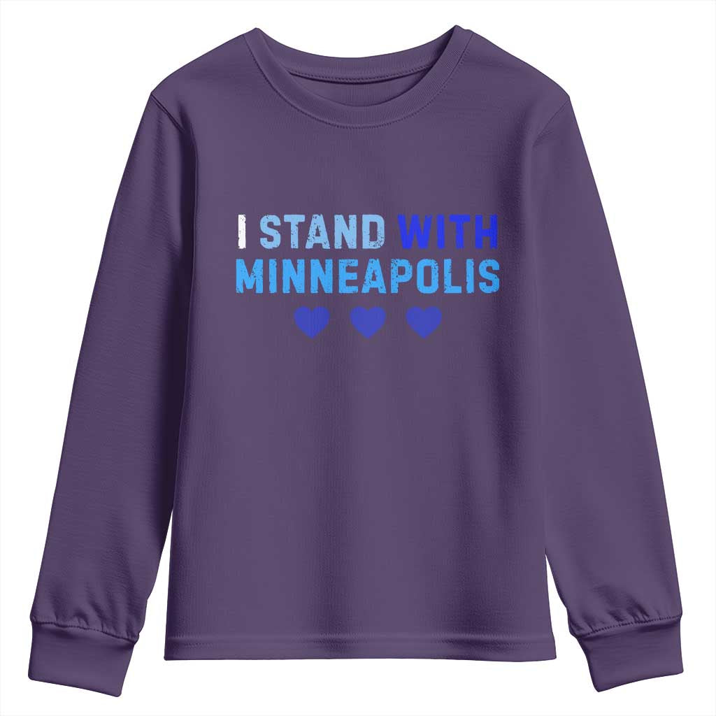 I Stand With Minneapolis Youth Sweatshirt Blue Heart Solidarity Support Minnesota Strong