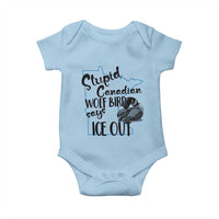 Stupid Canadian Wolf Bird Says Ice Out Baby Onesie Funny Activist Loon Minnesota Rebel