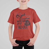Stupid Canadian Wolf Bird Says Ice Out T Shirt For Kid Funny Activist Loon Minnesota Rebel