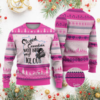 Stupid Canadian Wolf Bird Says Ice Out Ugly Christmas Sweater Funny Activist Loon Minnesota Rebel