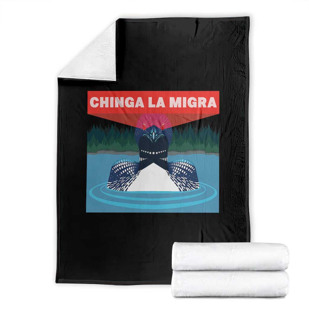 Chinga La Migra Red Eye Laser Loon Throw Blanket Political Resist Ice Minnesota Protest