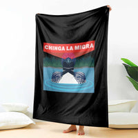 Chinga La Migra Red Eye Laser Loon Throw Blanket Political Resist Ice Minnesota Protest