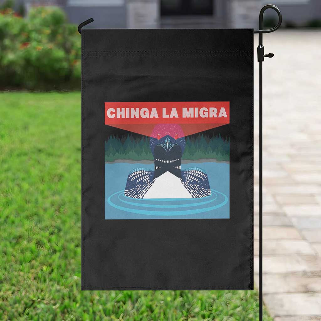 Chinga La Migra Red Eye Laser Loon Garden Flag Political Resist Ice Minnesota Protest