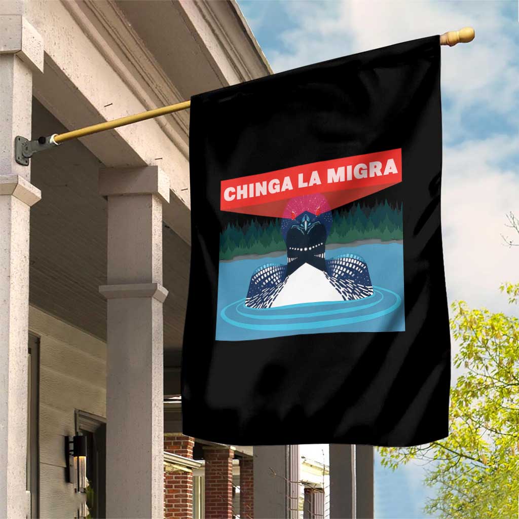 Chinga La Migra Red Eye Laser Loon Garden Flag Political Resist Ice Minnesota Protest
