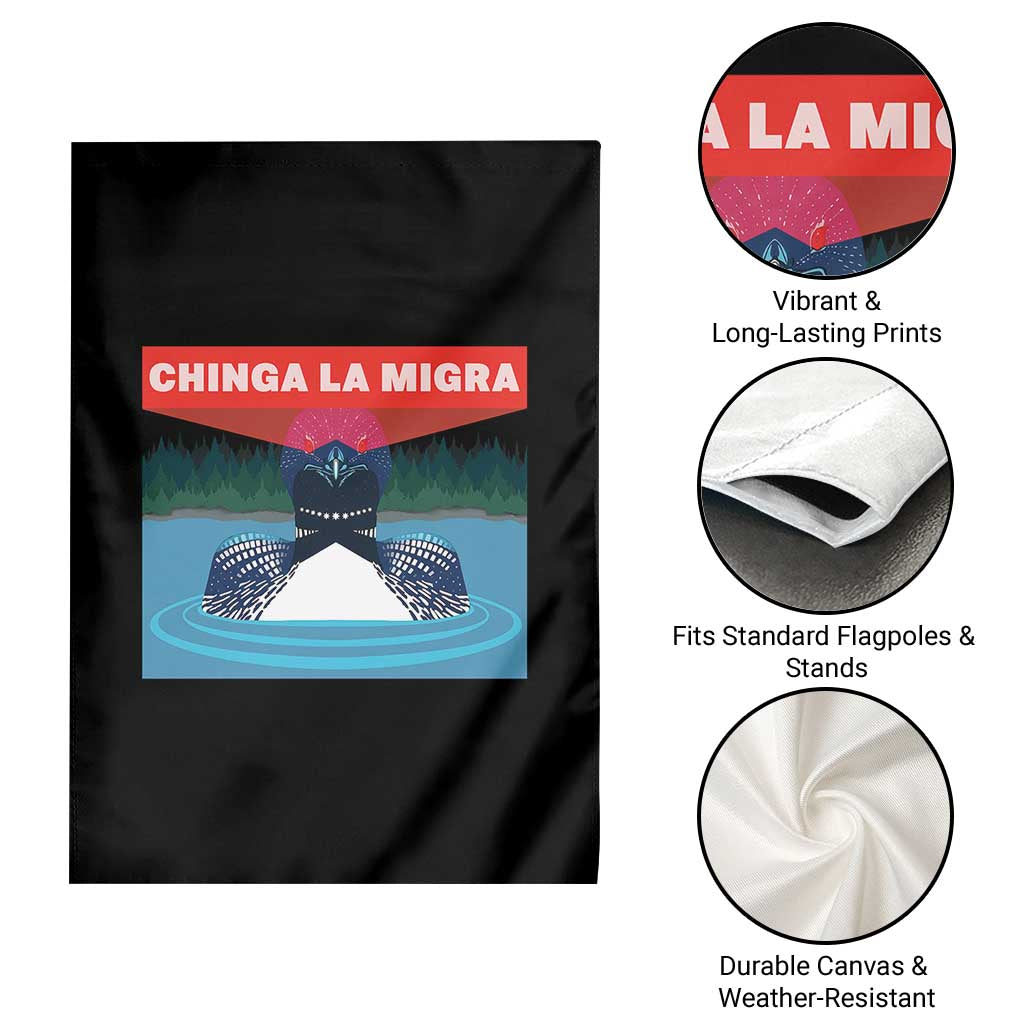Chinga La Migra Red Eye Laser Loon Garden Flag Political Resist Ice Minnesota Protest