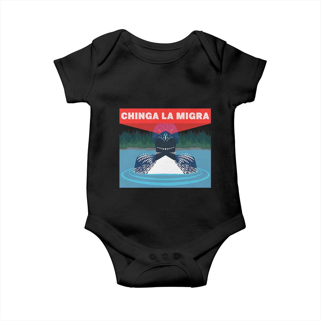 Chinga La Migra Red Eye Laser Loon Baby Onesie Political Resist Ice Minnesota Protest