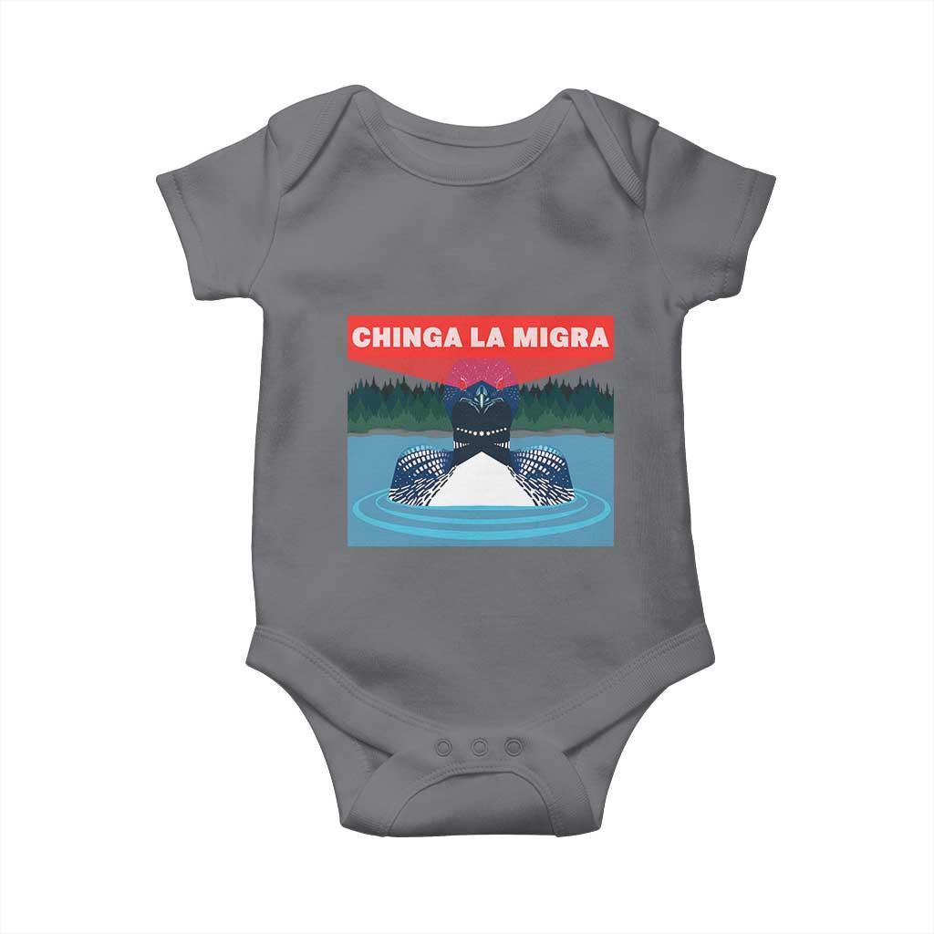 Chinga La Migra Red Eye Laser Loon Baby Onesie Political Resist Ice Minnesota Protest