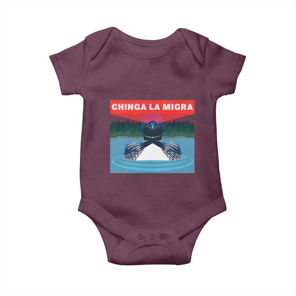 Chinga La Migra Red Eye Laser Loon Baby Onesie Political Resist Ice Minnesota Protest