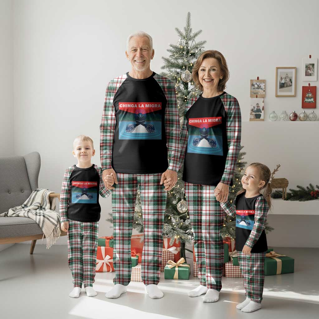 Chinga La Migra Red Eye Laser Loon Plaid Pajama Set Political Resist Ice Minnesota Protest