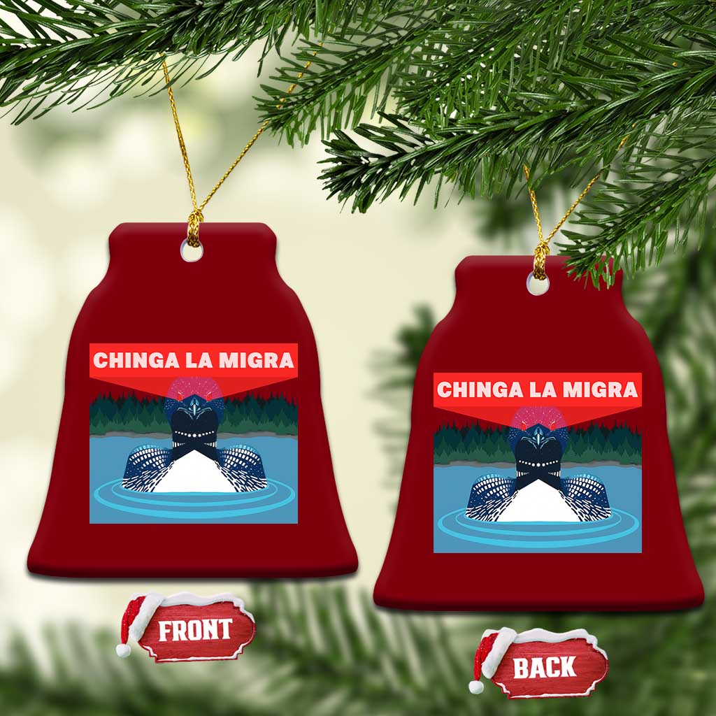 Chinga La Migra Red Eye Laser Loon Ceramic Ornament Political Resist Ice Minnesota Protest