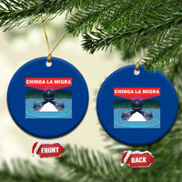 Chinga La Migra Red Eye Laser Loon Ceramic Ornament Political Resist Ice Minnesota Protest