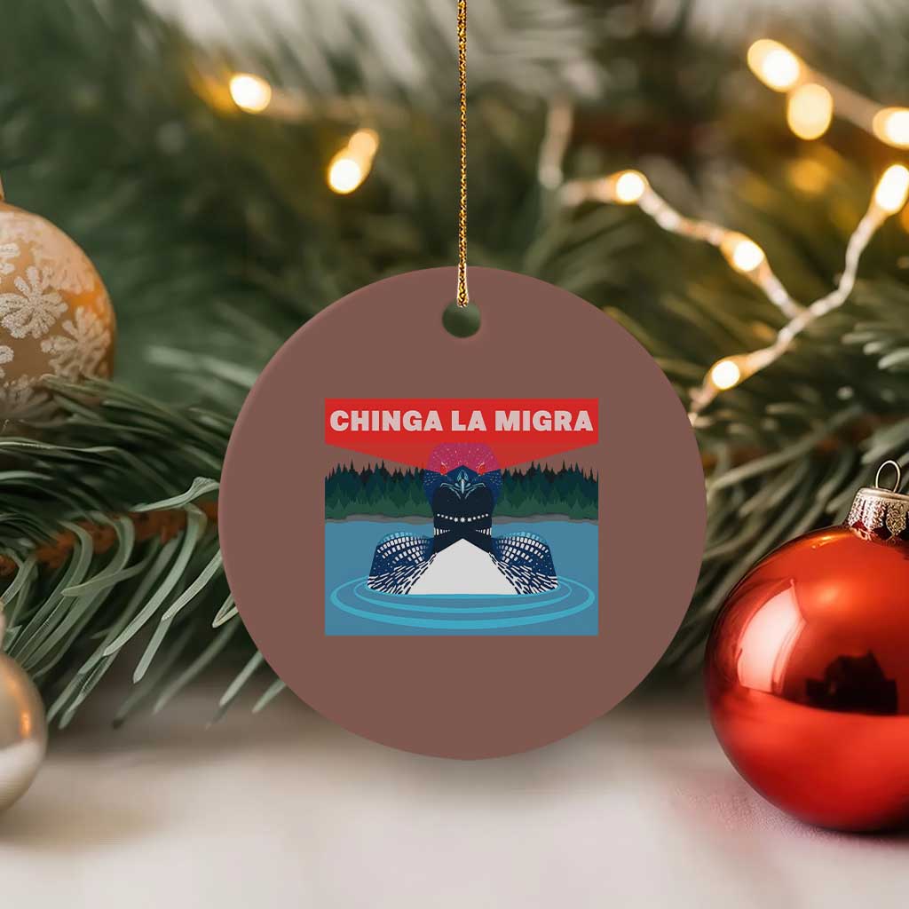 Chinga La Migra Red Eye Laser Loon Ceramic Ornament Political Resist Ice Minnesota Protest