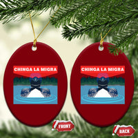 Chinga La Migra Red Eye Laser Loon Ceramic Ornament Political Resist Ice Minnesota Protest